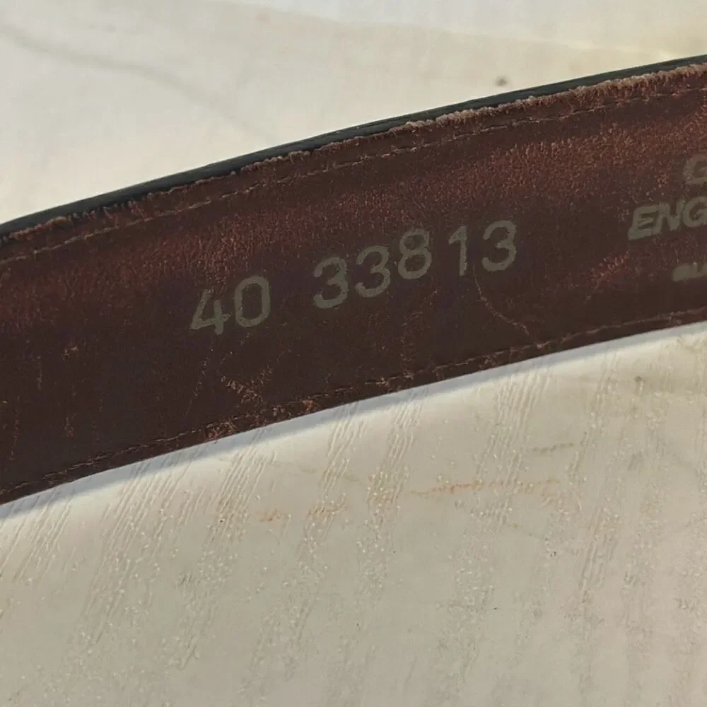 Brighton Genuine Leather Belt‎ Mens 40 Brown Solid Brass Buckle English Calf
